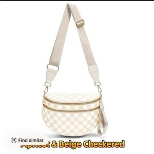 Checkered Beige Crossbody Bag